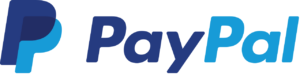 Official PayPal brand logo featuring the double interlocking 'P' monogram emblem on the left and the bold blue "PayPal" wordmark on a transparent background.